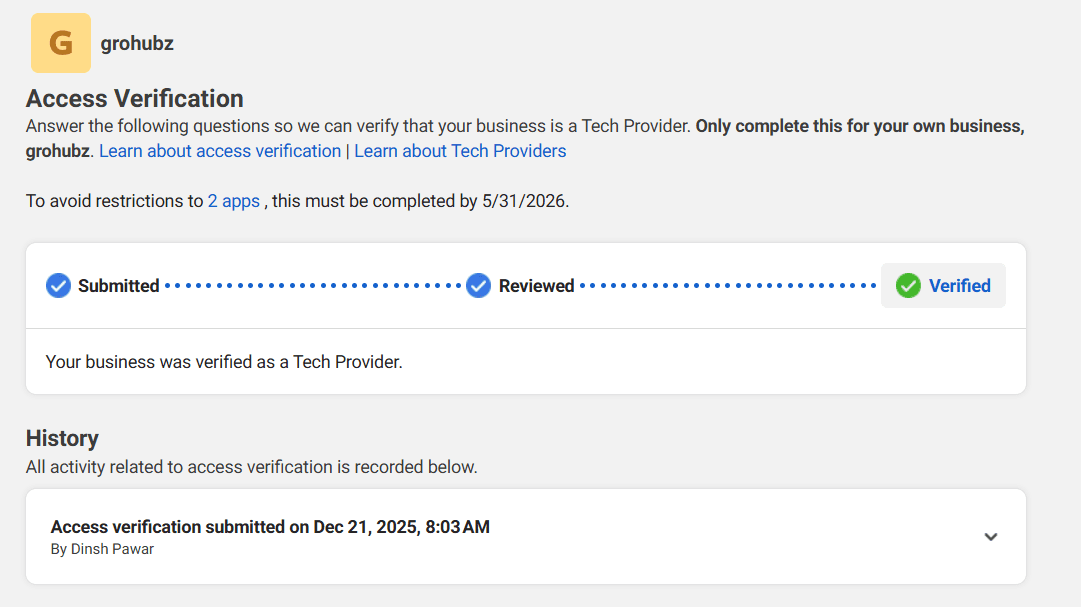 Meta Business Verification Proof